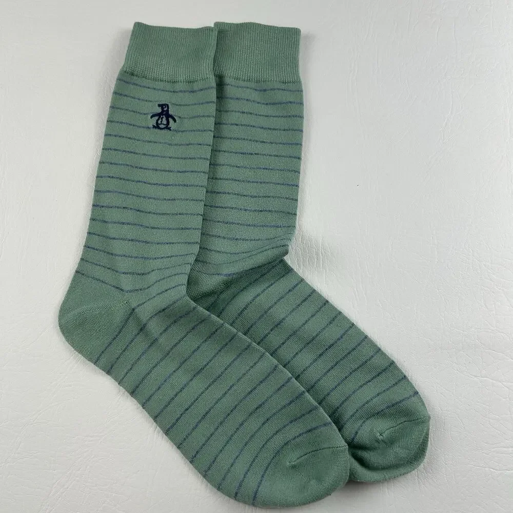 Original Penguin Men’s Green Stripe Crew Dress Socks 1 Pair